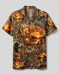 SUNSET WILDLIFE HUNTING COLLAGE CAMP SHIRT - TLTW2309261
