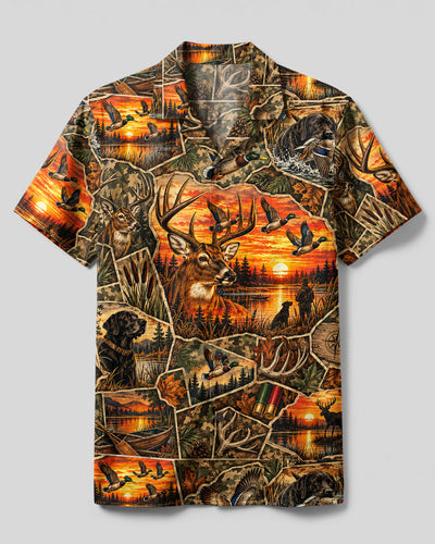 SUNSET WILDLIFE HUNTING COLLAGE CAMP SHIRT - TLTW2309261