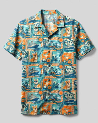CORGI DOG CRUISE PATCHWORK CAMP SHIRT - TLHG0408261