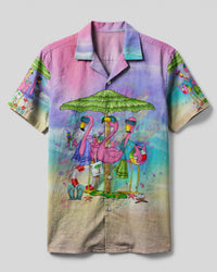 SANDY TOES SUNKISSED NOSE FLAMINGO CAMP SHIRT - YHHG1007233