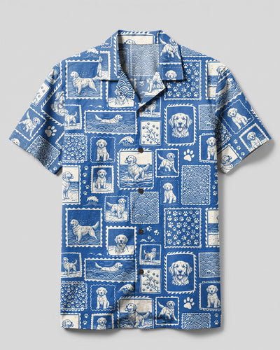 OCEAN GOLDEN RETRIEVER DOG PATCHWORK CAMP SHIRT - TYPQ1709265