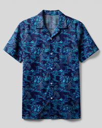 ELECTRIC BLUE SEA TURTLE CAMP SHIRT  - TLNZ2703254