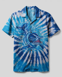 VIBRANT BLUE VORTEX DOLPHIN CAMP SHIRT - RITD1806261