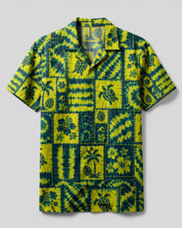 ISLAND TURTLE NEON PATCHWORK CAMP SHIRT - TLHG0307264