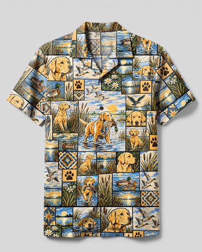 LAKE HUNTING LABRADOR DOG PATCHWORK CAMP SHIRT - TYPQ29092613