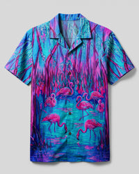 FLAMINGO PARADISE NEON CAMP SHIRT   - TLNT2206262