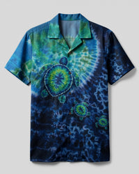 SEA TURTLE BLUE OCEAN SWIRL CAMP SHIRT  - TLNO1606261