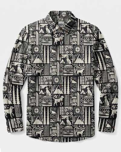 MONOCHROME CAMPING DOG LIFE LONG SLEEVE BUTTON-DOWN SHIRT - TYPQ2208268