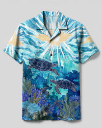 SUNLIT SEA TURTLES CAMP SHIRT - TYPQ3007264