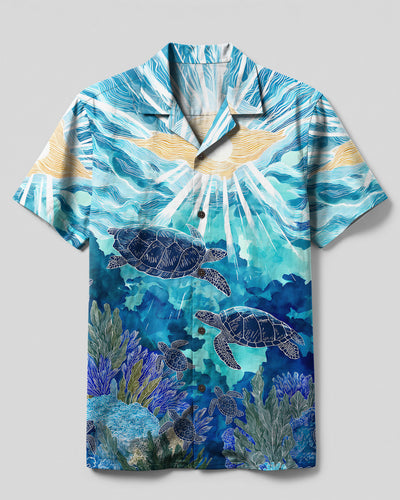 SUNLIT SEA TURTLES CAMP SHIRT - TYPQ3007264