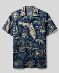 VINTAGE TROPICAL FLORIDA PATTERN CAMP SHIRT - TLTW2406263