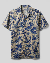 ANCHOR STEERING WHEEL PATTERN CAMP SHIRT - TLHN2206264