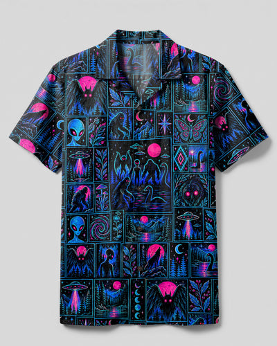 NEON CRYPTID PATCHWORK CAMP SHIRT - TYPQ2409266