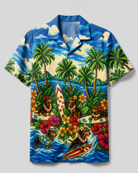 DACHSHUND BEACH PARTY 8BIT ART DOG CAMP SHIRT - TYPQ2008264