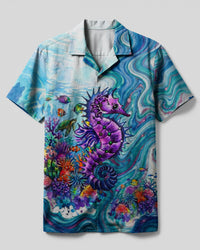 VIBRANT SEAHORSE CORAL REEF CAMP SHIRT - TYLN1706262
