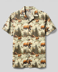 WILDERNESS BEAR AND PINES ART CAMP SHIRT - TYPQ2408267