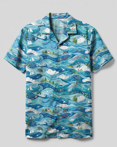OCEAN WAVES COASTAL TURTLE CAMP SHIRT - TYPQ2107263