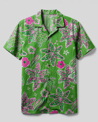 TURTLE LILIES  PATTERN CAMP SHIRT - TLHN1906262