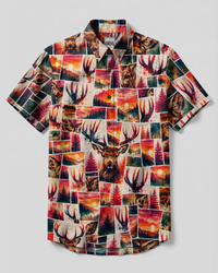 SUNSET BUCK PATCHWORK BUTTON-DOWN COLLAR SHIRT - TYPQ1008262