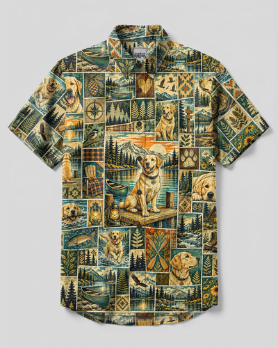 LAKE LABRADOR DOG PATCHWORK BUTTON-DOWN COLLAR SHIRT - TYPQ1809269