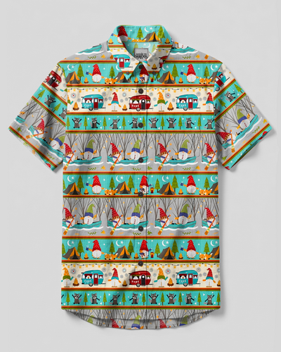 FESTIVE FOREST GNOME PATCHWORK BUTTON-DOWN COLLAR SHIRT - TYPQ2106265
