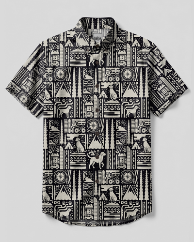 MONOCHROME CAMPING DOG LIFE BUTTON-DOWN COLLAR SHIRT - TYPQ2208267