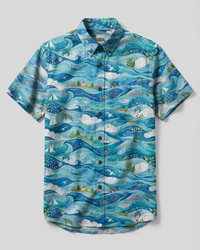 OCEAN WAVES COASTAL TURTLE BUTTON-DOWN COLLAR SHIRT - TYPQ2107262