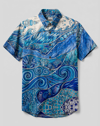 OCEAN WHISPERS BUTTON-DOWN COLLAR SHIRT - TYPQ0508261