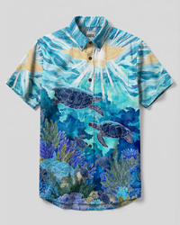 SUNLIT SEA TURTLES BUTTON-DOWN COLLAR SHIRT - TYPQ3007263
