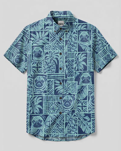PUG ISLAND PATCHWORK DOG BUTTON-DOWN COLLAR SHIRT - TYPQ1708263