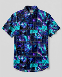 WHISPERS OF THE AURORA PATCHWORK BUTTON-DOWN COLLAR SHIRT - TYPQ2408268
