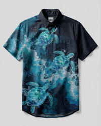 OCEAN GLOW TURTLES BUTTON-DOWN COLLAR SHIRT - TYLN0807264