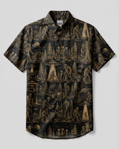 BIGFOOT ALIEN UFO  BUTTON-DOWN COLLAR SHIRT  - TLTW2407261
