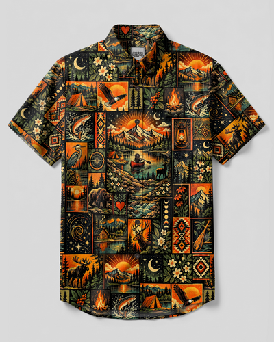 WILDERNESS ADVENTURE PATCHWORK BUTTON-DOWN COLLAR SHIRT - TYPQ0110264