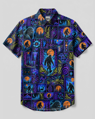 CRYPTID BIGFOOT PATCHWORK BUTTON-DOWN COLLAR SHIRT - TYPQ2509262