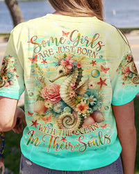 SOME GIRLS ARE JUST BORN SEAHORSE ALL OVER PRINT -   TLNO0407243
