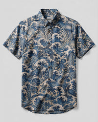 OCEAN TREASURES WAVE PATTERN BUTTON-DOWN COLLAR SHIRT - KMTM1706264
