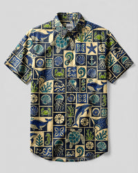 OCEAN MOSAIC BUTTON-DOWN COLLAR SHIRT - KMTM2506261