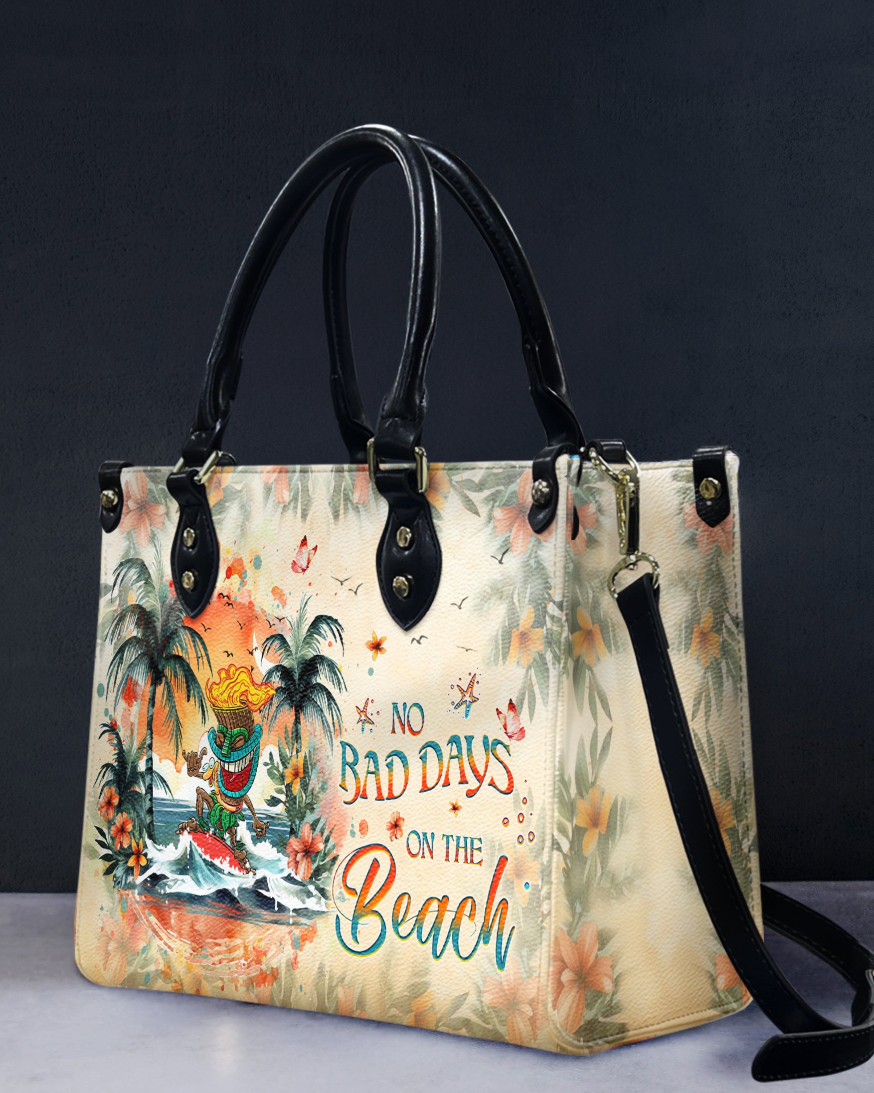 NO BAD DAYS ON THE BEACH TIKI LEATHER HANDBAG - YHHG0711241