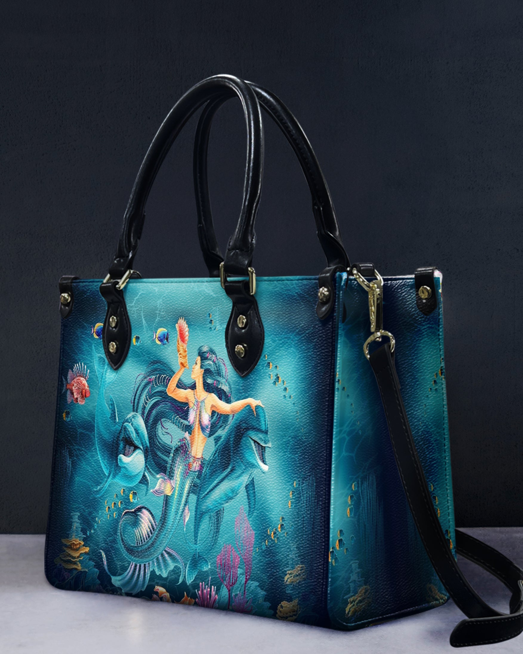 MERMAID AND DOLPHIN LEATHER HANDBAG - YHHG0710244