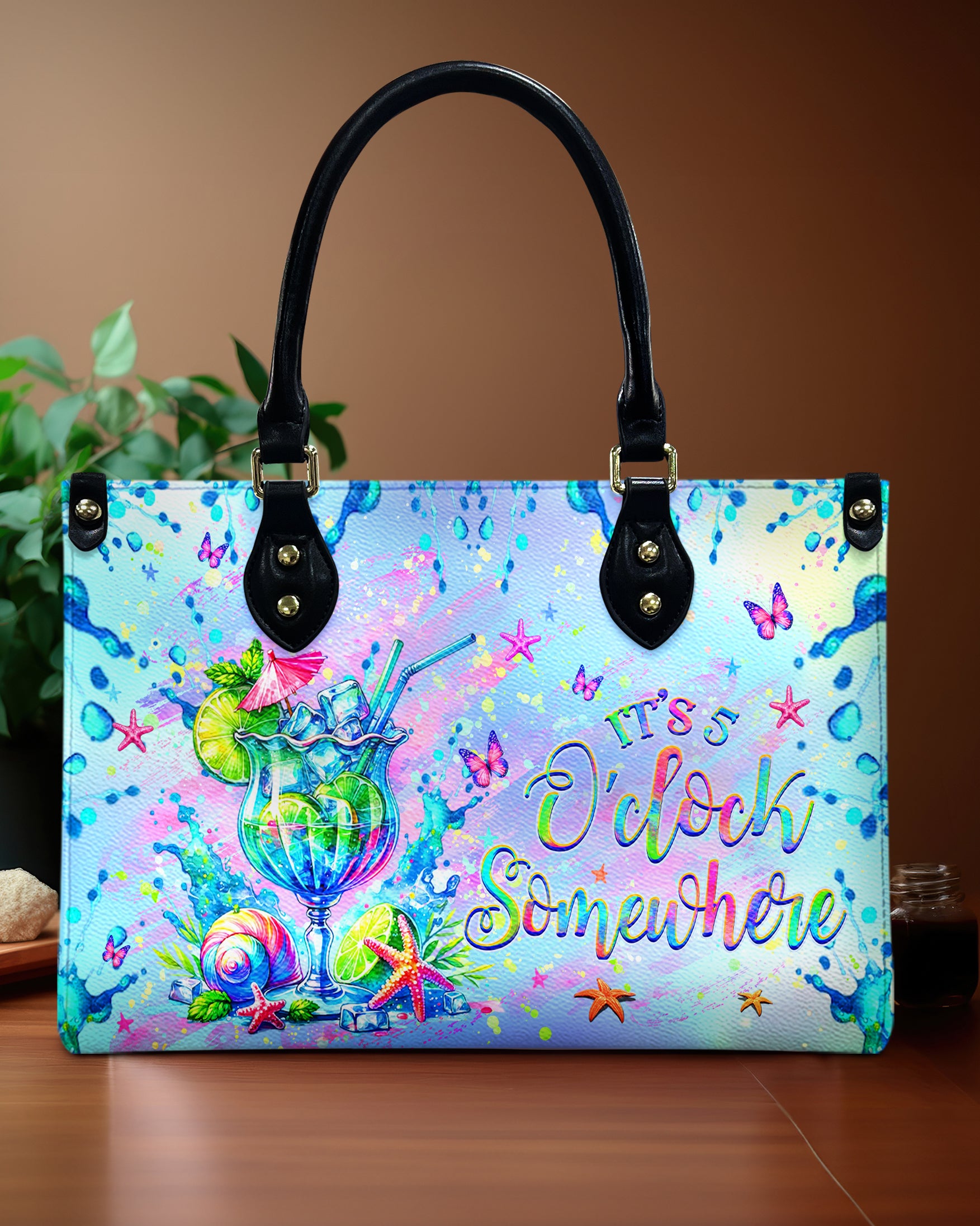 IT'S 5 O'CLOCK SOMEWHERE LEATHER HANDBAG - YHHG2806244