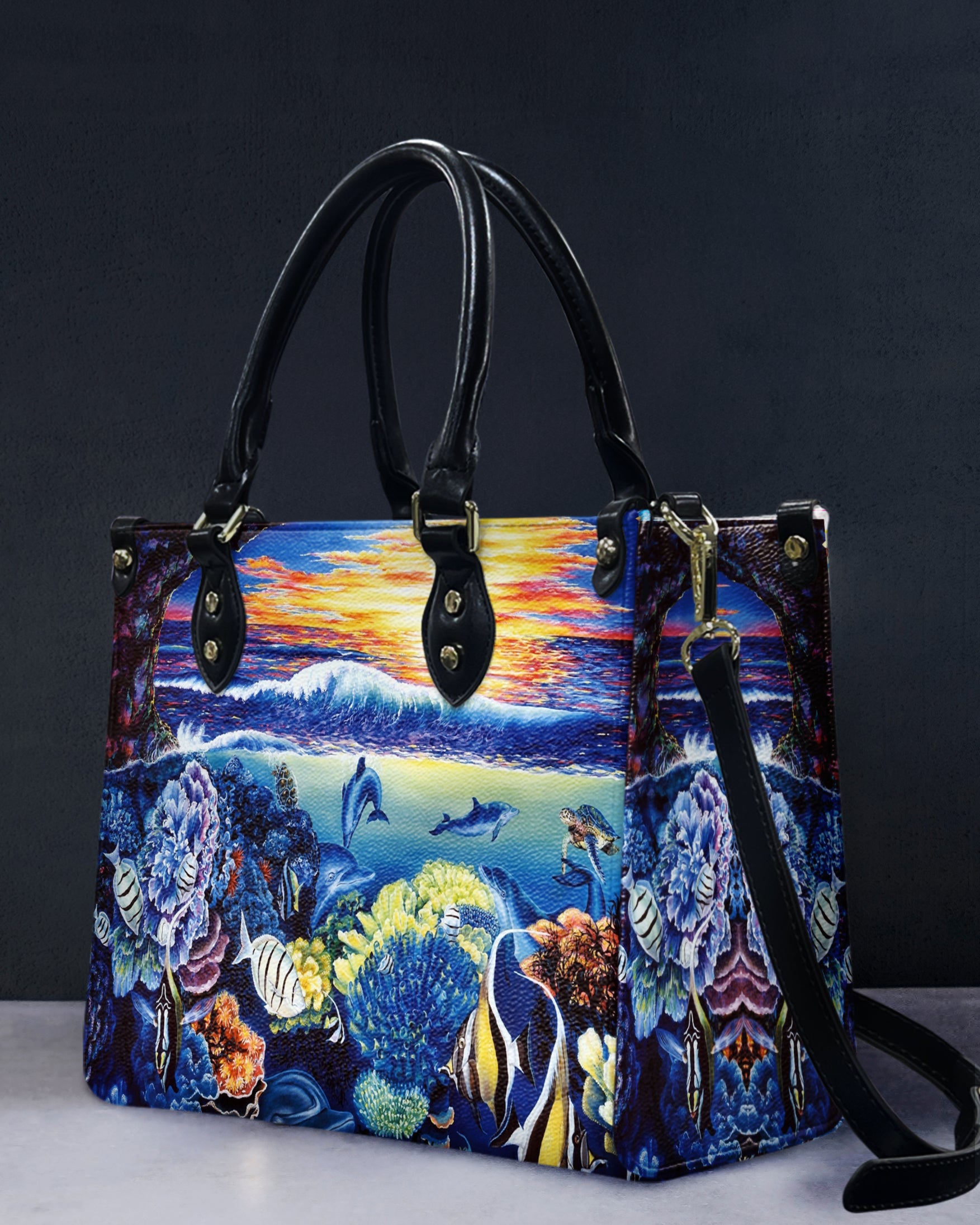 PAINTING OCEAN LEATHER HANDBAG - YHHG3010244