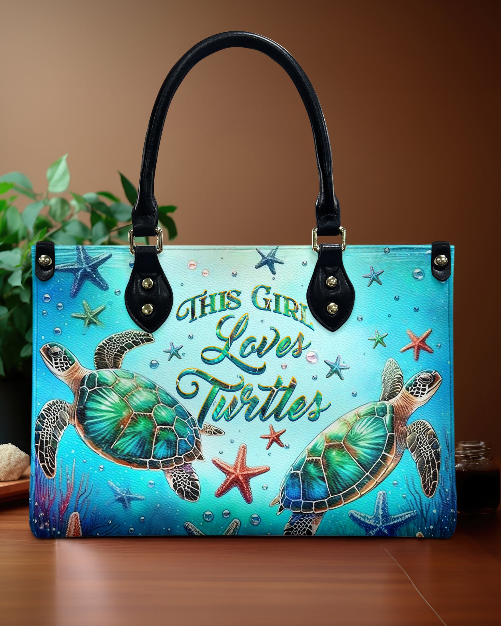 THIS GIRL LOVES TURTLES LEATHER HANDBAG - YHHG0506244