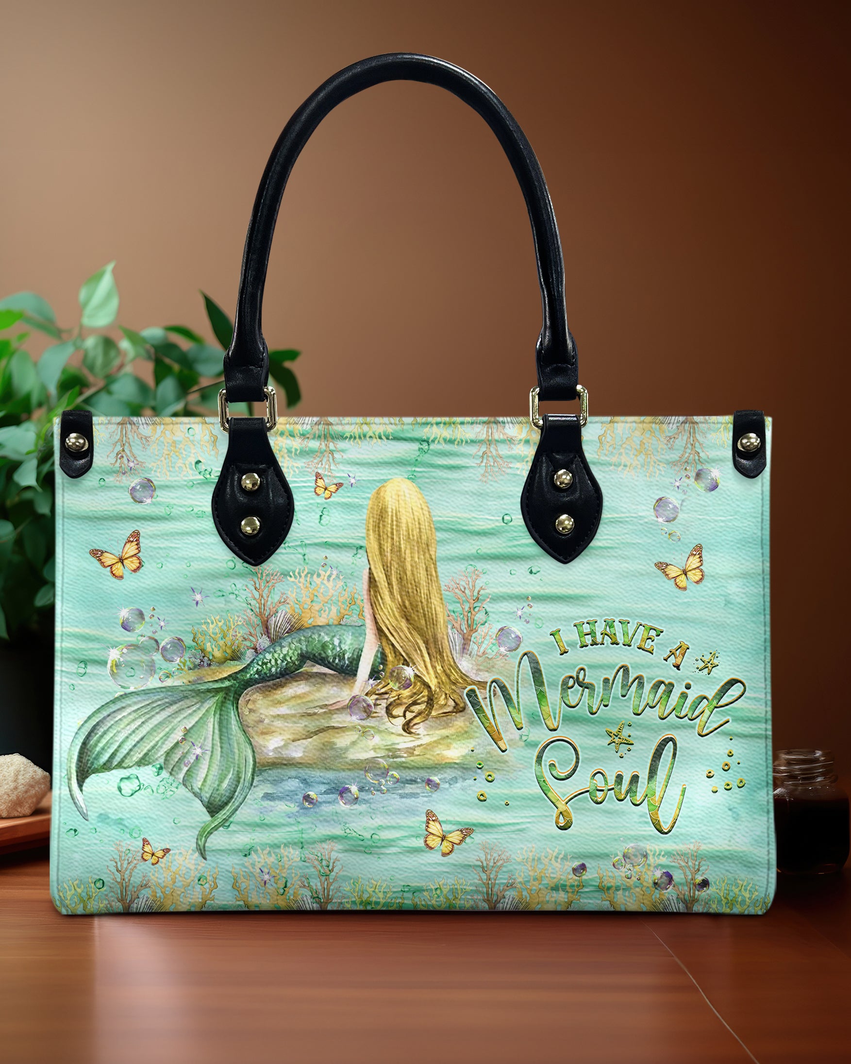 I HAVE A MERMAID SOUL LEATHER HANDBAG - YHHG3009244