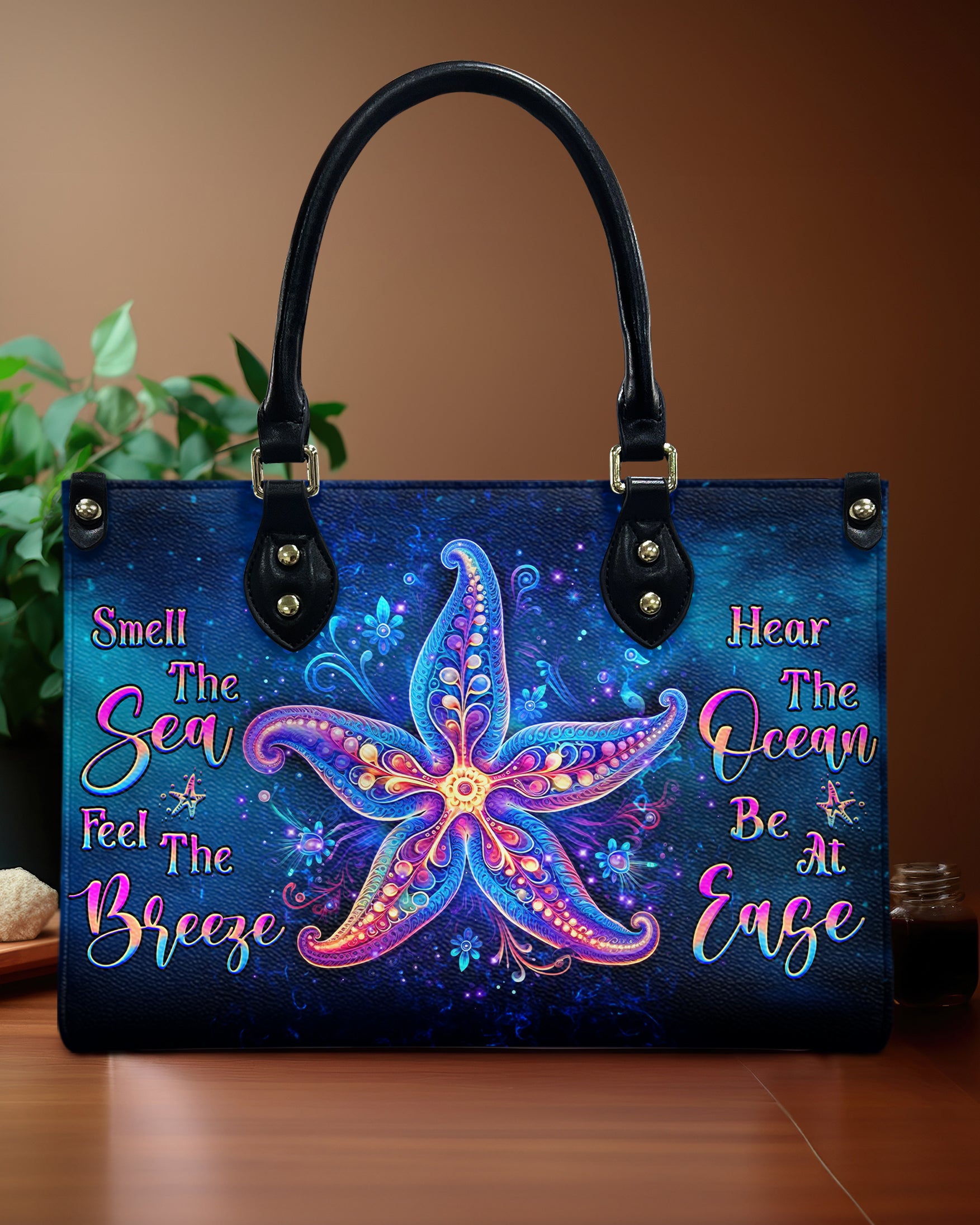 SMELL THE SEA FEEL THE BREEZE LEATHER HANDBAG - YHHG1110244