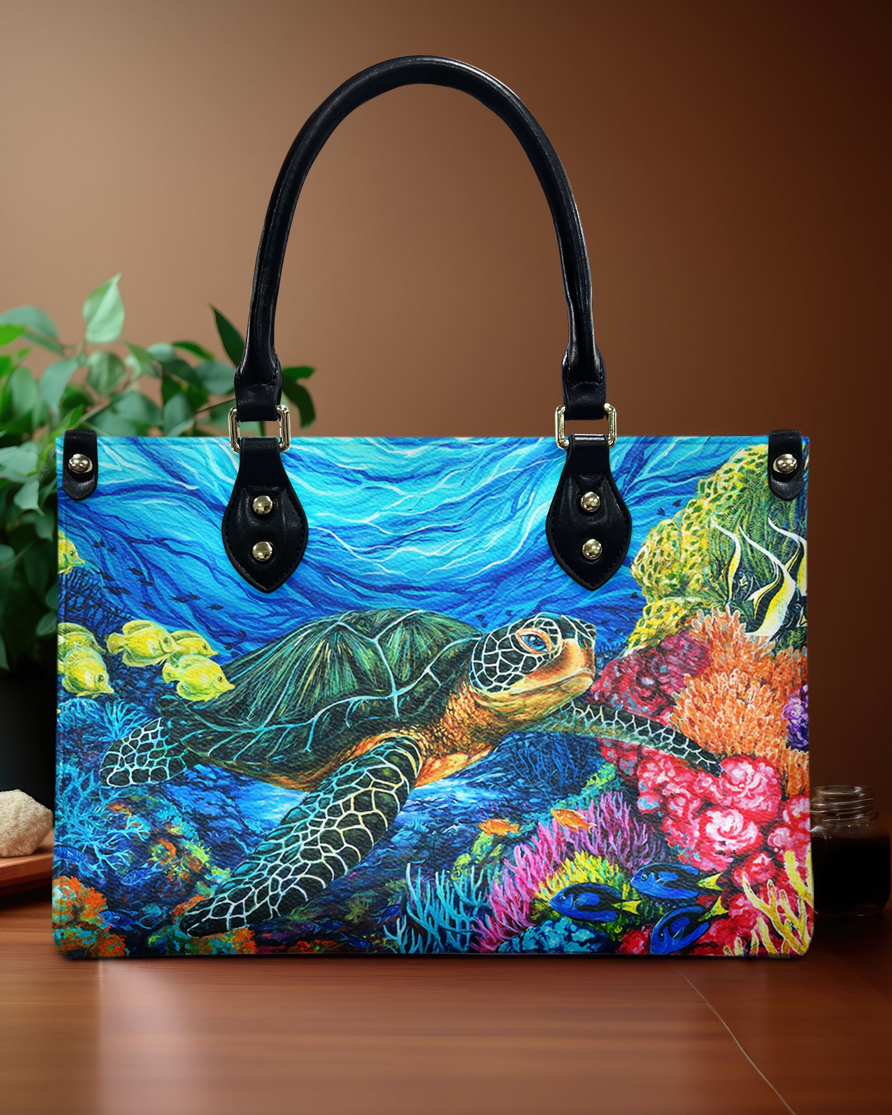 TURTLE OCEAN LEATHER HANDBAG - YHHG2609245