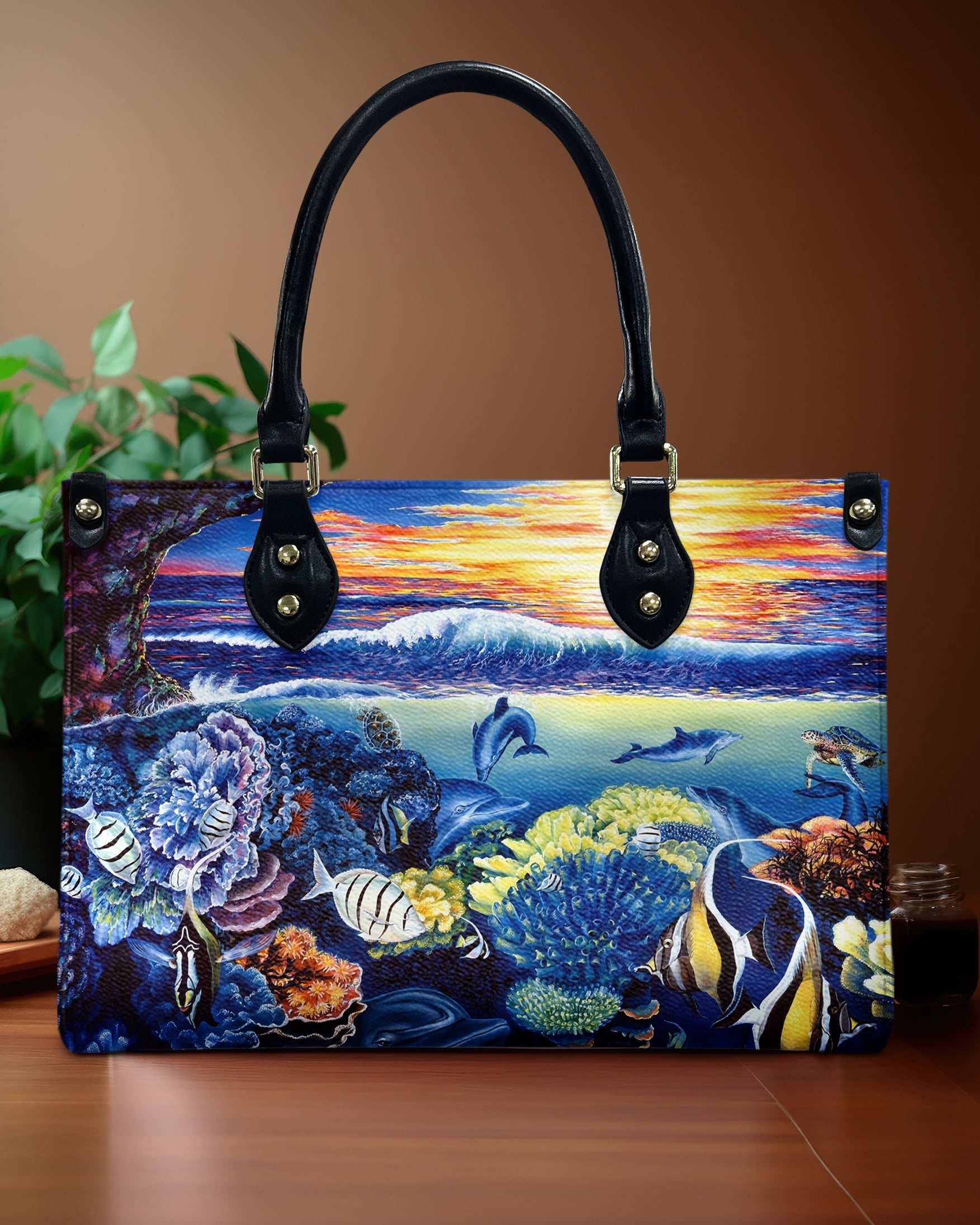 PAINTING OCEAN LEATHER HANDBAG - YHHG3010244