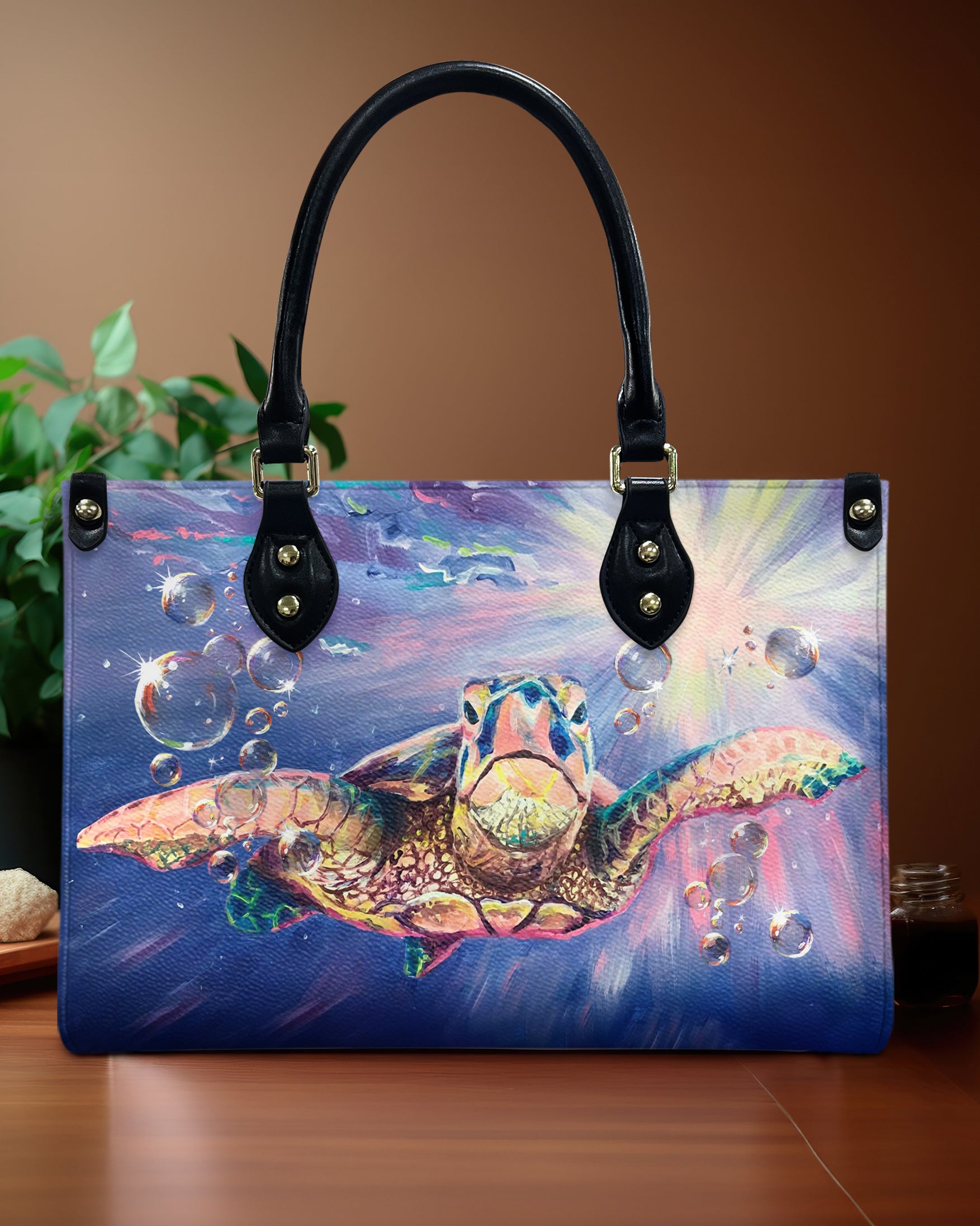 PAINTING TURTLE LEATHER HANDBAG - YHHG2509244