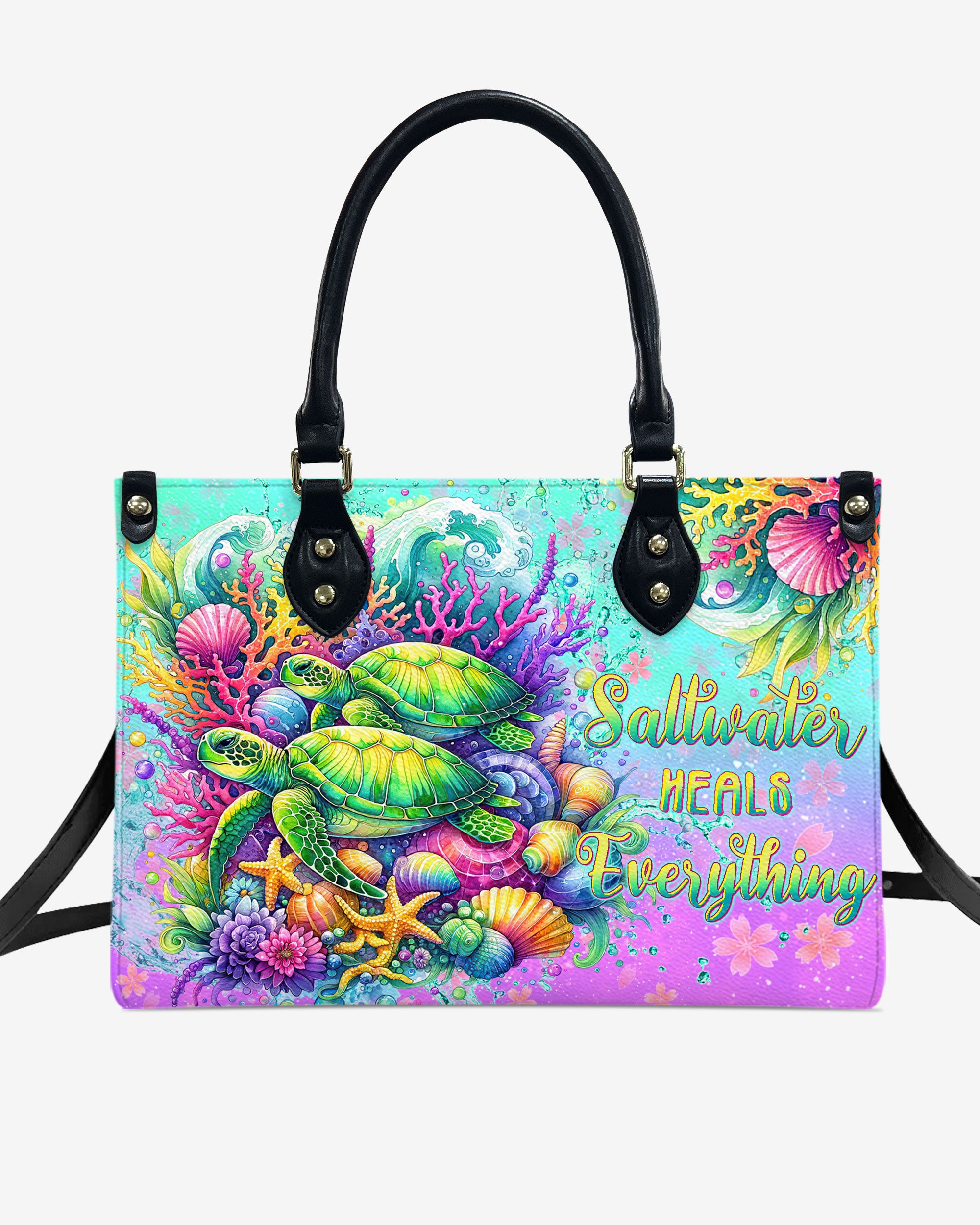 SALTWATER HEALS EVERYTHING TURTLE LEATHER HANDBAG - TLTW3105243