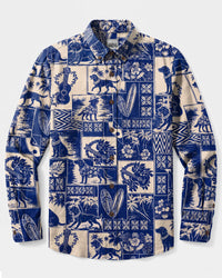 VINTAGE BEACH LABRADOR DOG LONG SLEEVE BUTTON-DOWN SHIRT - TLNO2408265